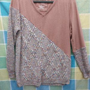 2464 Jeaniemade Size L Upcycled Sonoma Stretch Tunic Sweater Top